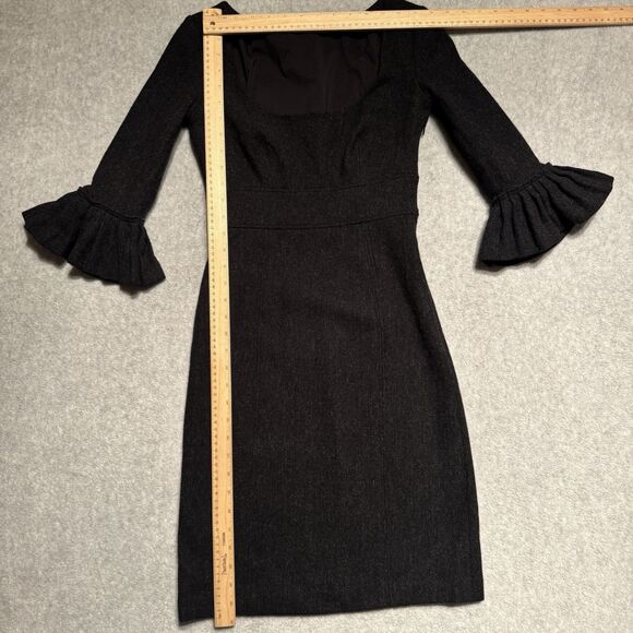 Susana Monaco REVOLVE Wool Dress Women 2 Black Elbow Frill Scoop Neck Office - Picture 5 of 9